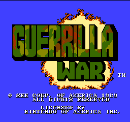 Guerrilla War title screen for NES